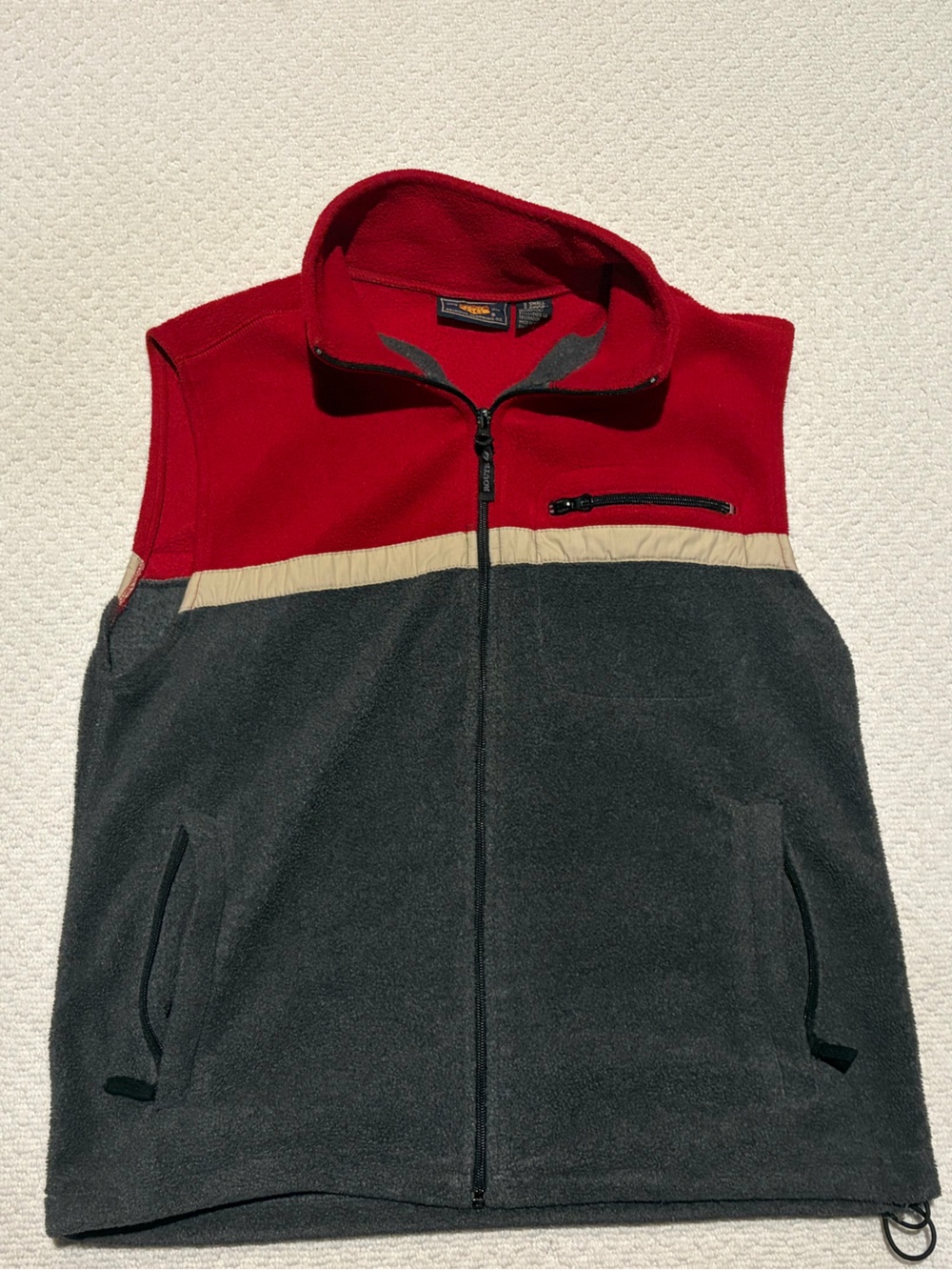 Vintage 90s Route 66 Color Block Red & Grey Sleeveless Zip Up Sweater Vest Small